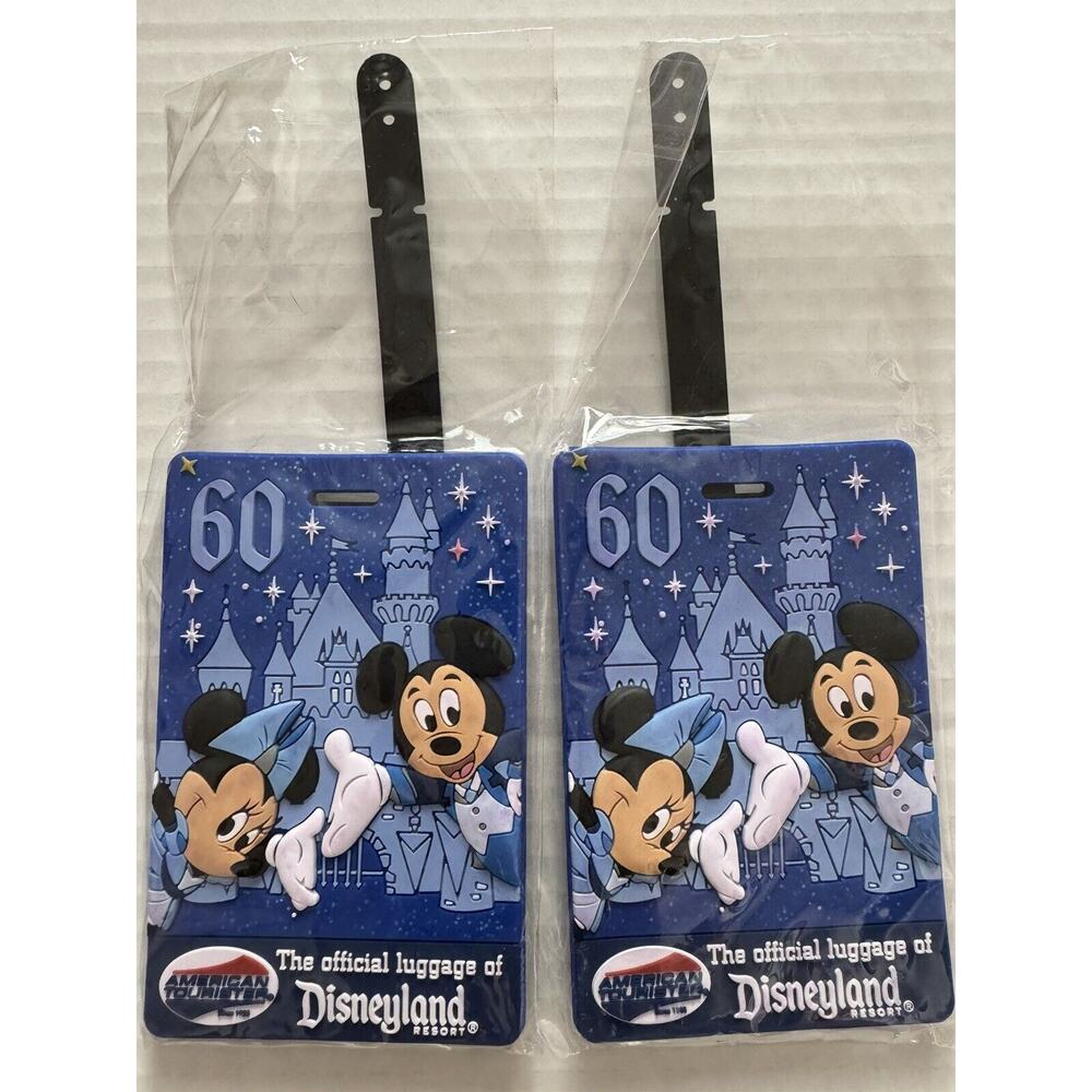 2 New American Tourister Disneyland Resort 60Th Anniversary Luggage Tags Mickey
